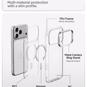 Spigen Ultra Hybrid Optik S MagSafe ümbris iPhone 18 Pro Max / 17 Pro Max jaoks, läbipaistev hõbedane