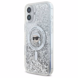 Karl Lagerfeld Liquid Glitter Karl Head Magsafe iPhone 16 Ümbris - Clear