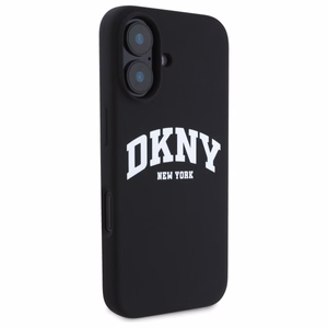 DKNY Silicone Valge Printed Logo MagSafe iPhone 16 Ümbris - Must