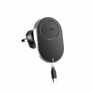 SBS TESUPP15WRETRACABL Wireless Laadija Smartphone Hoidja koos Retractable Kaabel Compatible koos MagSafe - must
