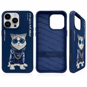 Nimmy Glasses Cool Cat Ümbris jaoks iPhone 15 Pro - Sinine