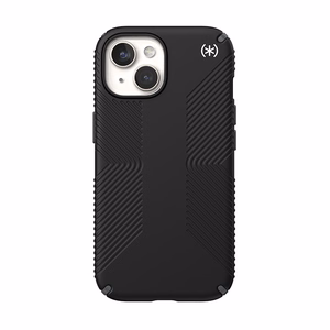 Speck Presidio2 Grip MagSafe ümbris seadmele iPhone 17e / 16e / 15 / 14 / 13, must kiltkivihallide detailidega
