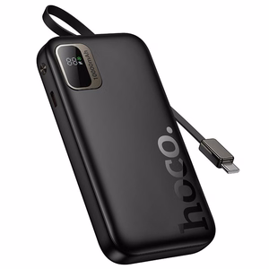 Akupank Hoco 10000 mAh QC PD 20W sissetõmmatava USB C kaabliga Q51 must