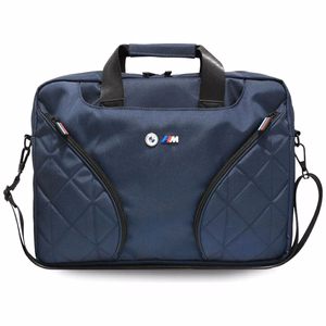 BMW Nylom Pockets & Metal Logo 16" Laptop Bag - Navy sinine