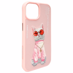 NIMMY case GLASSES COOL CAT jaoks IPHONE 15 roosa