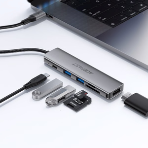 Acefast J18 USB jaotur USB-C 6-in-1 HDMI 4K 60Hz PD90W dokkimisjaam - hall