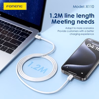 Foneng Kaabel X110 - Type C to Type C - PD 60W 3A 1,2 metres valge