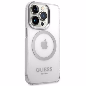 Guess GUHMP14LHTRMS iPhone 14 Pro 6.1" hõbedane/hõbedane hard ümbris Metal Outline Magsafe