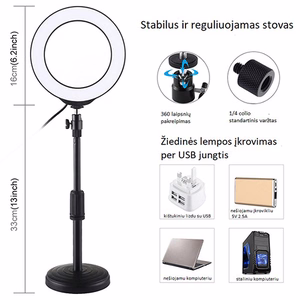 LED Ring Lamp 16cm Koos Desktop Mount Up to 33cm, USB, RGBW