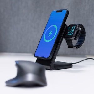 Crong MagSpot Pivot Stand kolm-ühes juhtmevaba laadija iPhone'ile, Apple Watchile ja AirPodsidele, MagSafe'iga ühilduv, must