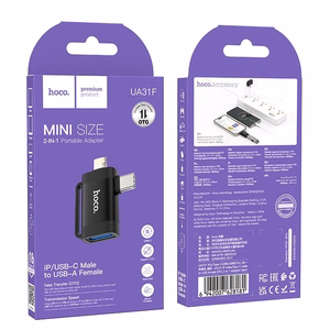 Adapter OTG 2in1 USB C / Lightning to USB A Hoco UA31F black