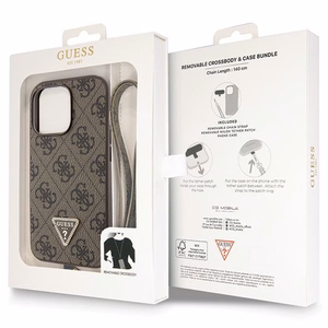 Guess GUHCP13LP4TDSCPW Ümbris jaoks iPhone 13 Pro / 13 - Brown Crossbody 4G Metal Logo
