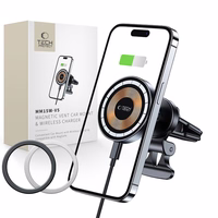 Tech-Protect MM15W-V5 Car Phone Hoidja koos MagSafe 15W Induktiivne Laadija jaoks Air Vent - must