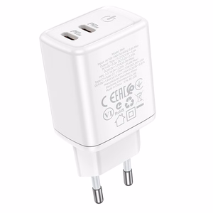 Borofone Wall Laadija BN9 Reacher - 2xType C - QC 3.0 PD 35W valge