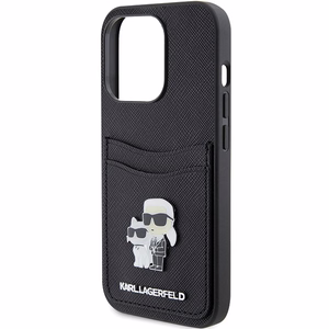 Karl Lagerfeld Saffiano Cardslot Karl&Choupette Metal Pin ümbris jaoks iPhone 15 Pro - must