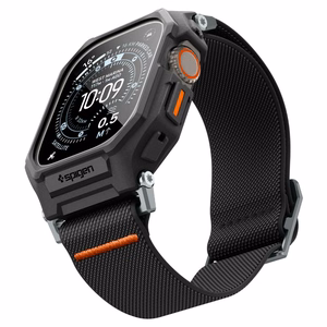 Spigen Lite Fit Pro rihm ja karastatud klaasist ekraanikaitse Apple Watch Ultra 49 mm jaoks, mustad