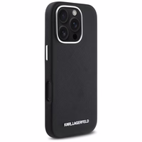 Karl Lagerfeld Saffiano Full Wrapped Elongated Metal Logo MagSafe Ümbris jaoks iPhone 16 Pro Max - must