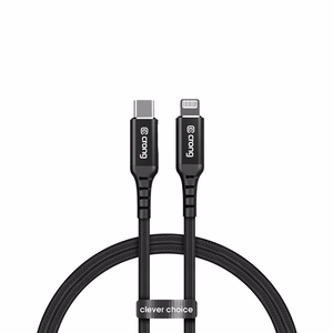 Crong Armor Link MFi USB-C–Lightning kaabel, 1.5 m, 3 A, must