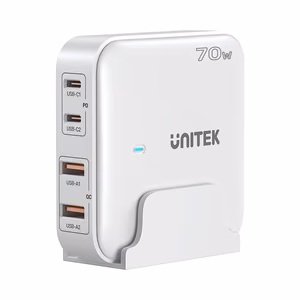 GaN võrgulaadija - Unitek P1228AWH01-EU | 70W 2x USB-C 2x USB-A