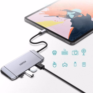 Choetech 9in1 multifunctional USB tüüp C HUB - 3x USB 3.2 Gen 1 / SD and TF mälukaart reader / HDMI 4K 30Hz / VGA Täis HD 60Hz / USB tüüp C / RJ45 hall (HUB-M15 hall)