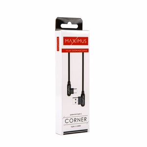 CABLE MX CORNER FAST CHARGE TYPE-C 2.4A/1M/BLACK ANGULAR