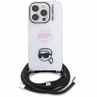 Karl Lagerfeld IML Crossbody Karl&Choupette Head Ümbris for iPhone 16 Pro Max - valge