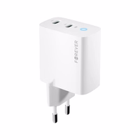 Forever TC-06-65CC GaN PD QC laadija 2x USB-C 65W valge