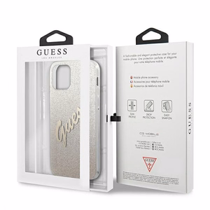 Guess GUHCP12SPCUGLSGO iPhone 12 mini 5.4" kuldne/kuldne kõvakaaneline Glitter Gradient Script