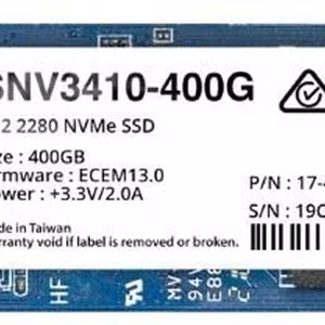 SSD-ketas Synology SNV3400 400GB M.2 NVMe PCIe lugemine 3000 MB/s kirjutamine 750 MB/s