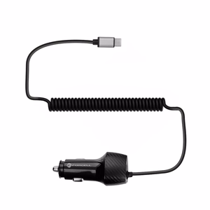 Car charger Forcell F-Energy Carbon USB A QC3.0 PD 3A 38W with cable USB C CC50-1AC black