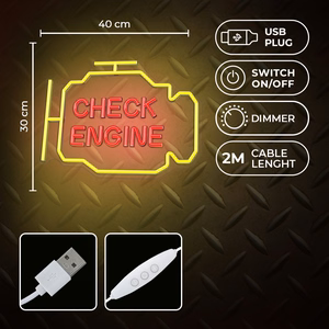 Neon PLEXI LED CHECK ENGINE kollane punane NNE21 Neolia