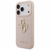 Guess Grained Big 4G & Classic Logo iPhone 17 Pro Ümbris - Roosa