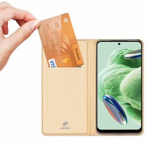 Dux Ducis Skin Pro Ümbris jaoks Xiaomi Redmi Note 12 Pro / Poco X5 Pro 5G Cover Flip Card Wallet Stand kuldne