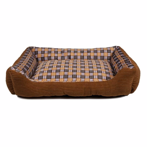Soft sofa-style dog bed, 75 × 58 × 19 cm, size L, Brown