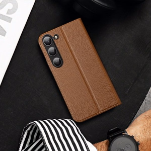 Dux Ducis Skin X2 чехол Samsung Galaxy S23+ флип-чехол кошелёк подставка коричневый