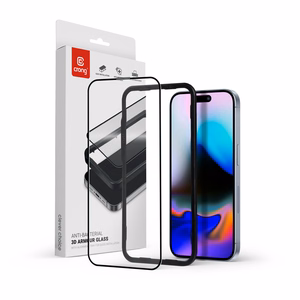 Crong Anti-Bacterial 3D Armor Glass 9H kogu pinnaga liimuv karastatud ekraanikaitseklaas seadmele iPhone 16 Pro Max koos paigaldusraamiga