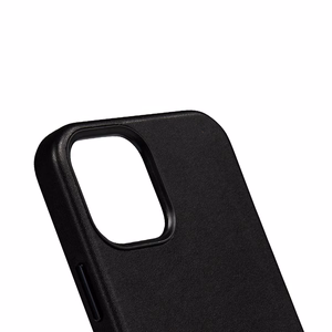 Crong Essential Cover Magnetic kunstnahast ümbris seadmele iPhone 12 Pro Max, MagSafe'iga, must