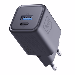 3mk Hyper Charger PD 33W GaN QC4+ PPS AFC FCP SCP 1A1C seinalaadija - must