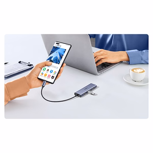 Ugreen CM511 20956A 6in1 jaotur USB-C - HDMI / 3x USB-A 3.0 / SD/TF kaardilugeja - hall