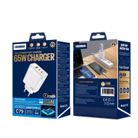 JELLICO seinalaadija C79 GaN PD 65W 2xUSB-C + 1xUSB QC3.0 + kaabel USB-C - USB-C Valge