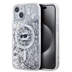Karl Lagerfeld Liquid Glitter Choupette Head MagSafe ümbris jaoks iPhone 14 / 15 / 13 - läbipaistev