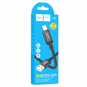 Кабель USB A to Lightning Hoco 2,4A 3 m X91 черный