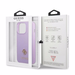 Guess GUHCP13LPS4MU iPhone 13 Pro / 13 6.1" фиолетовый/фиолетовый жёсткий чехол Saffiano 4G Small с металлическим логотипом