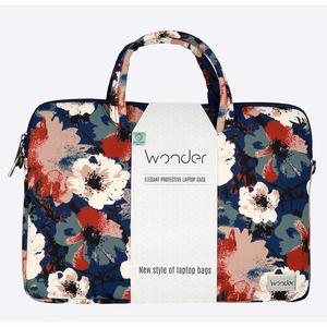 Wonder Briefcase Laptop 15-16 inches sinine and camellias