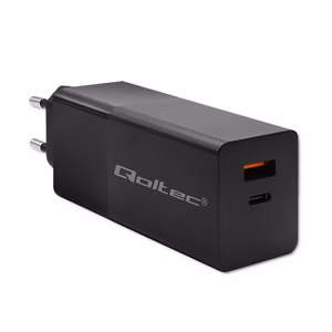 Qoltec 52382 GaN POWER PRO laadija | 1xUSB type C | 1xUSB A | 100W | 5-20V | 1.5-5A | PD | must