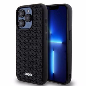 DKNY 3D Rubber Repeat Pattern ümbris jaoks iPhone 15 Pro - must