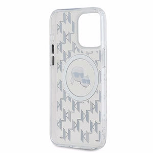Karl Lagerfeld IML Monogram Karl & Choupette Head MagSafe iPhone 15 Pro Ümbris - Clear