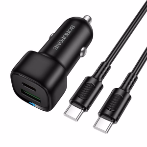 Автомобильное зарядное устройство Borofone BZ34B Cloud USB Type-C QC 3.0 PD 38W с кабелем Type-C чёрный