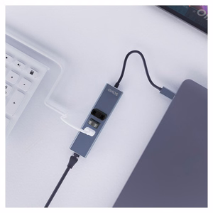 Savio AK-57 USB-A 3x USB-A jaotur koos RJ-45 Gigabit Ethernet adapteriga, USB 3.2 Gen 1, must/hall