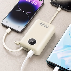 Dudao K14+ Powerbank 20000mAh 22.5W USB-C / USB-A / Built-in Lightning and USB-C Cables - valge